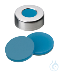 Bördelkappe ND20. Aluminium. Standard. 10 mm Mittelloch. Silikon blau...