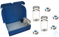 2in1 Kit: Rollrandflasche ND20, Klarglas, 1. hydrolytische Klasse, flacher...