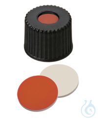 Schraubkappe ND8. PP. schwarz. 5.5 mm Mittelloch. Septum RedRubber/PTFE...