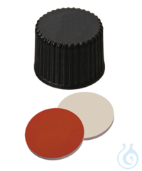 Schraubkappe ND8. PP. schwarz. geschlossen. Septum RedRubber/PTFE beige. 1.3...