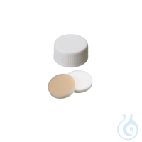 Schraubkappe ND24. Gewinde 24-400. PP. weiß. geschlossen. Silikon beige/PTFE...