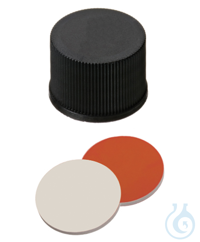 Schraubkappe ND10. PP. schwarz. geschlossen. Septum RedRubber/PTFE beige. 1.3...