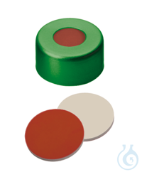 Bördelkappe ND11. Aluminium. grün. 5.5 mm Mittelloch. Septum RedRubber/PTFE...