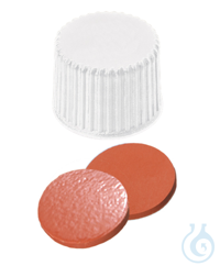 Schraubkappe ND20. Gewinde 20-400. PP.  weiß. geschlossen. Septum...