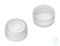 Kurzgewindekappe ND9. PP. transparent. 6 mm Mittelloch. Septum Silikon...