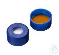 Schnappringkappe ND11. PE. blau. 6 mm Mittelloch. Septum Silikon...