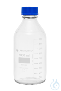 Laborflaschen. 1000 ml. Klarglas. GL45. aus Borosilikatglas 3.3. mit blauen...