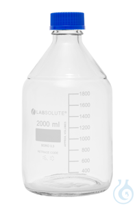 Laborflaschen. 2000 ml.  Klarglas. GL45. aus Borosilikatglas 3.3. mit blauen...