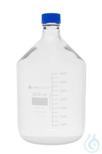 Laborflaschen. 5000 ml. Klarglas. GL45. aus Borosilikatglas 3.3. mit blauen...