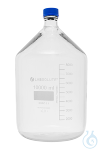Laborflaschen. 10000 ml. Klarglas. GL45. aus Borosilikatglas 3.3. mit blauen...