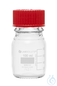 Laborflaschen, Klarglas, GL45, aus Borosilikatglas 3.3, mit roten...