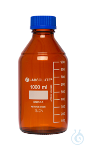 Laborflaschen. 1000 ml. Braunglas. GL45. aus Borosilikatglas 3.3. mit blauen...