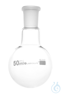 Einhals-Rundkolben. 50 ml. NS 14/23. aus Borosilikatglas 3.3. ohne Stopfen....