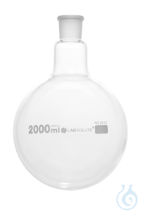 Einhals-Rundkolben, 2000 ml, NS 29/32, aus Borosilikatglas 3.3, ohne Stopfen,...