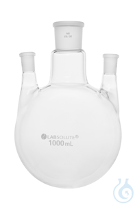 Dreihals-Rundkolben. Seitenhals parallel. 1000 ml. MH 29/32. SH 14/23. gemäß...