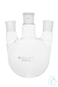 Dreihals-Rundkolben. Seitenhals parallel. 1000 ml. MH 29/32. SH 29/32. gemäß...