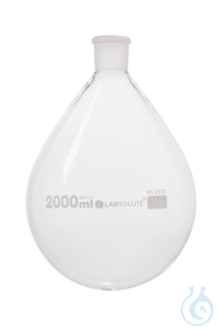 Verdampferkolben. birnenförmig. 2000 ml. NS 29/32. Borosilikatglas 3.3. weiße...