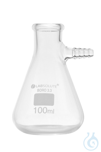 Saugflasche, 100 ml, aus Borosilikatglas 3.3, Erlenmeyerform, gemäß DIN...