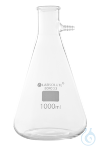 Saugflasche. 1000 ml. aus Borosilikatglas 3.3. Erlenmeyerform. gemäß DIN...