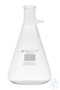 Saugflasche, 2000 ml, aus Borosilikatglas 3.3, Erlenmeyerform, gemäß DIN...
