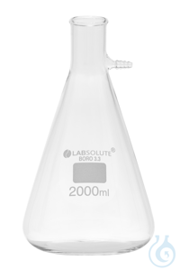 Saugflasche. 2000 ml. aus Borosilikatglas 3.3. Erlenmeyerform. gemäß DIN...