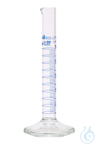 Messzylinder. 10 ml. blaue Graduierung. Teilung 0.2 ml. hohe Form. Klasse A....
