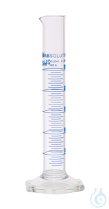 Messzylinder. 25 ml. blaue Graduierung. Teilung 0.5 ml. hohe Form. Klasse A....