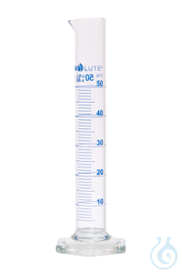 Messzylinder. 50 ml. blaue Graduierung. Teilung 1 ml. hohe Form. Klasse A....