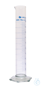 Messzylinder. 1000 ml. blaue Graduierung. Teilung 10 ml. hohe Form. Klasse A....
