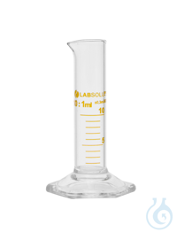 Messzylinder. 10 ml. niedere Form. Klasse B. braune Graduierung. Teilung 1.0...