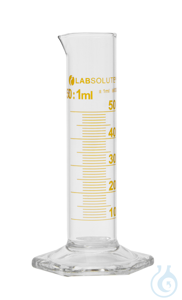 Messzylinder. 50 ml. niedere Form. Klasse B. braune Graduierung. Teilung 1.0...