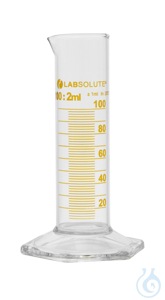 Messzylinder. 100 ml. niedere Form. Klasse B. braune Graduierung. Teilung 2.0...