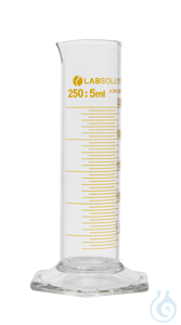 Messzylinder. 250 ml. niedere Form. Klasse B. braune Graduierung. Teilung 5.0...
