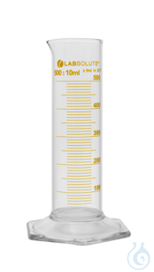 Messzylinder. 500 ml. niedere Form. Klasse B. braune Graduierung. Teilung...