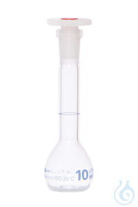 Messkolben. Klarglas. Borosilikat 3.3. 10 ml. NS 10/19. mit PE-Stopfen....