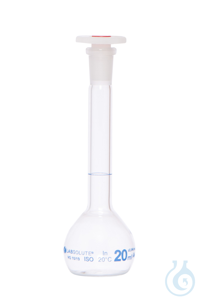 Messkolben. Klarglas. Borosilikat 3.3. 20 ml. NS 10/19. mit PE-Stopfen....
