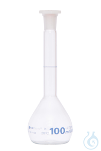 Messkolben. Klarglas. Borosilikat 3.3. 100 ml. NS 14/23. mit PE-Stopfen....