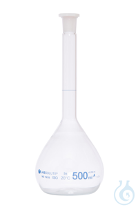 Messkolben. Klarglas. Borosilikat 3.3. 500 ml. NS 19/26. mit PE-Stopfen....