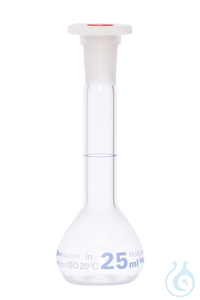 Messkolben. Klarglas. Borosilikat 3.3. 25 ml. NS 12/21. mit PE-Stopfen....