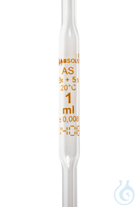 Vollpipetten. 1 ml. eine Marke. 310 mm. Farbcode blau. Kalk-Soda-Glas....