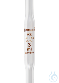 Vollpipetten. 3 ml. eine Marke. 360 mm. Farbcode schwarz. Kalk-Soda-Glas....