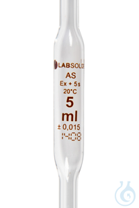 Vollpipetten. 5 ml. eine Marke. 400 mm. Farbcode weiß. Kalk-Soda-Glas....