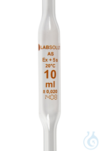 Vollpipetten. 10 ml. eine Marke. 440 mm. Farbcode rot. Kalk-Soda-Glas....