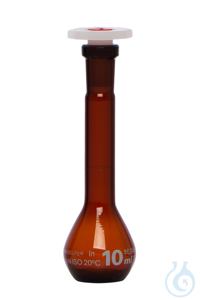 Messkolben. Braunglas. Borosilikat 3.3. 10 ml. NS 10/19. mit PE-Stopfen....