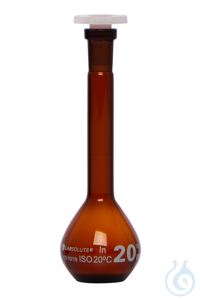 Messkolben. Braunglas. Borosilikat 3.3. 20 ml. NS 10/19. mit PE-Stopfen....