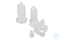 Hohlglasstopfen. NS 10/19. Borosilikatglas 3.3. klar. Sechskant. mit...