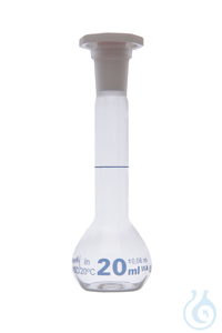 Messkolben. Klarglas. Borosilikat 3.3. 20 ml. NS 10/19. mit Hohlglasstopfen....