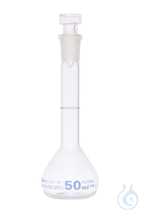 Messkolben. Klarglas. Borosilikat 3.3. 50 ml. NS 14/23. mit Hohlglasstopfen....