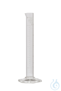Messzylinder. 25 ml. weiße Graduierung. Teilung 0.5 ml. hohe Form. Klasse B....