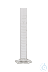 Messzylinder. 50 ml. weiße Graduierung. Teilung 1.0 ml. hohe Form. Klasse B....